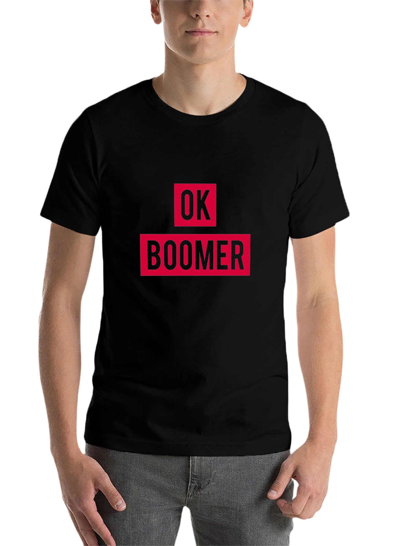 Black Ok Boomer Graphic Tee - Black Cotton T-Shirt view 7
