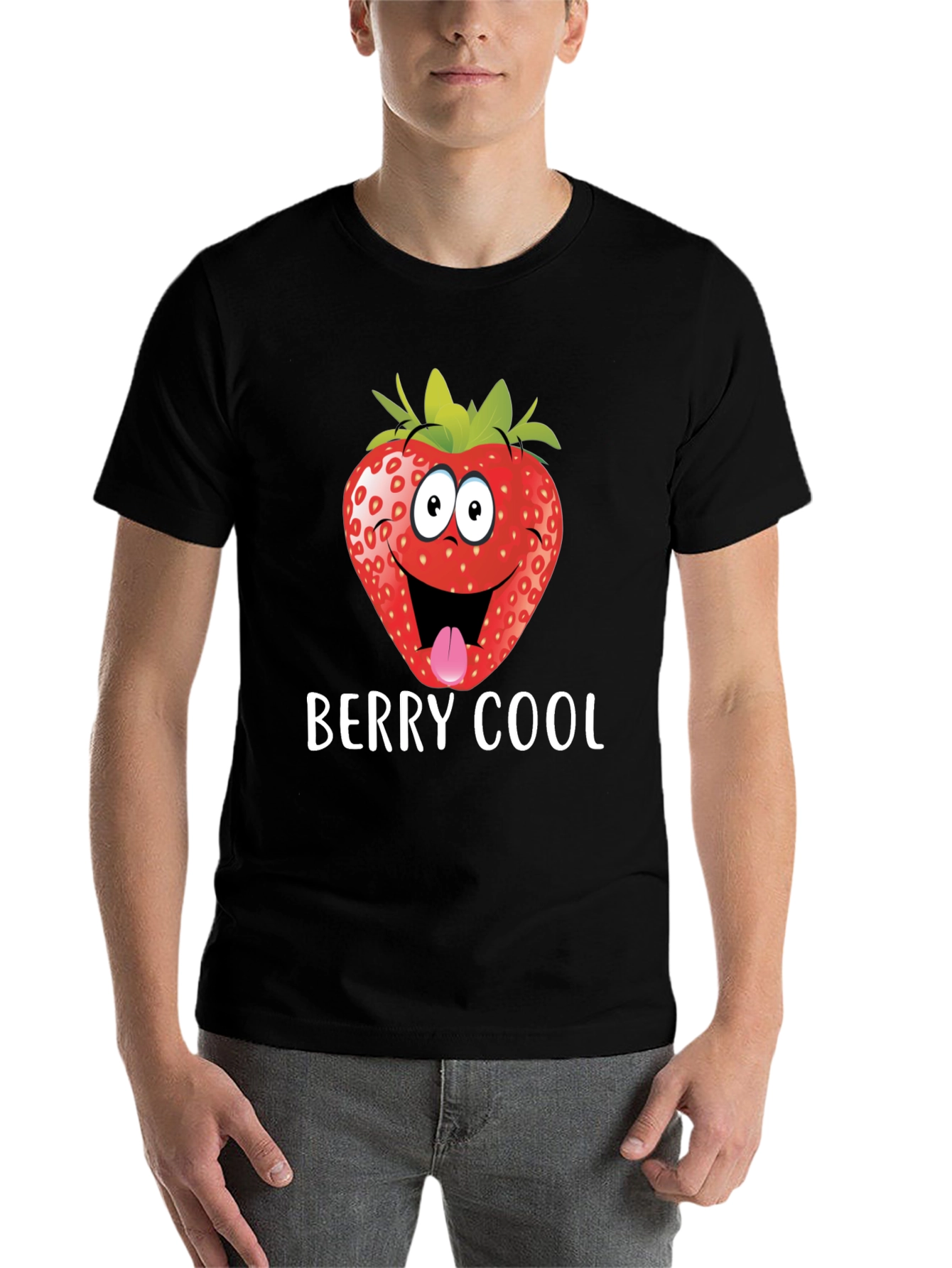 Black Berry Cool Strawberry Graphic Tee - Funny T-Shirt view 7