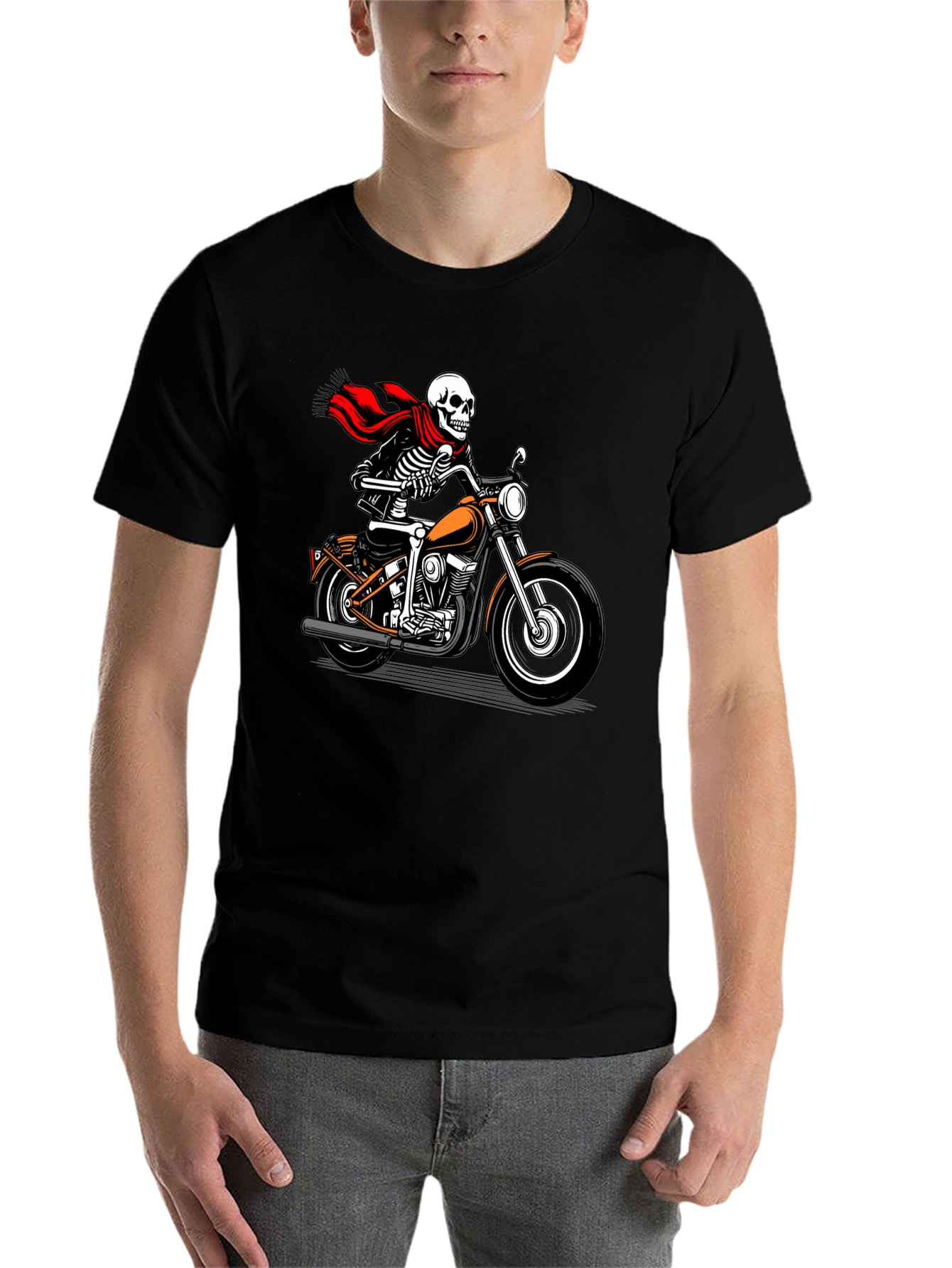 Black Skeleton Biker Graphic Tee - Ride or Die! view 7