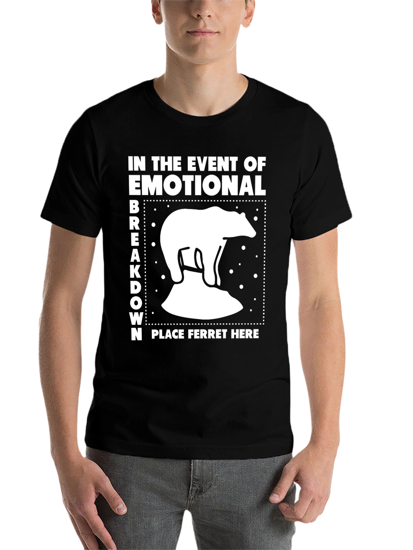 Black Emotional Breakdown Ferret T-Shirt view 7