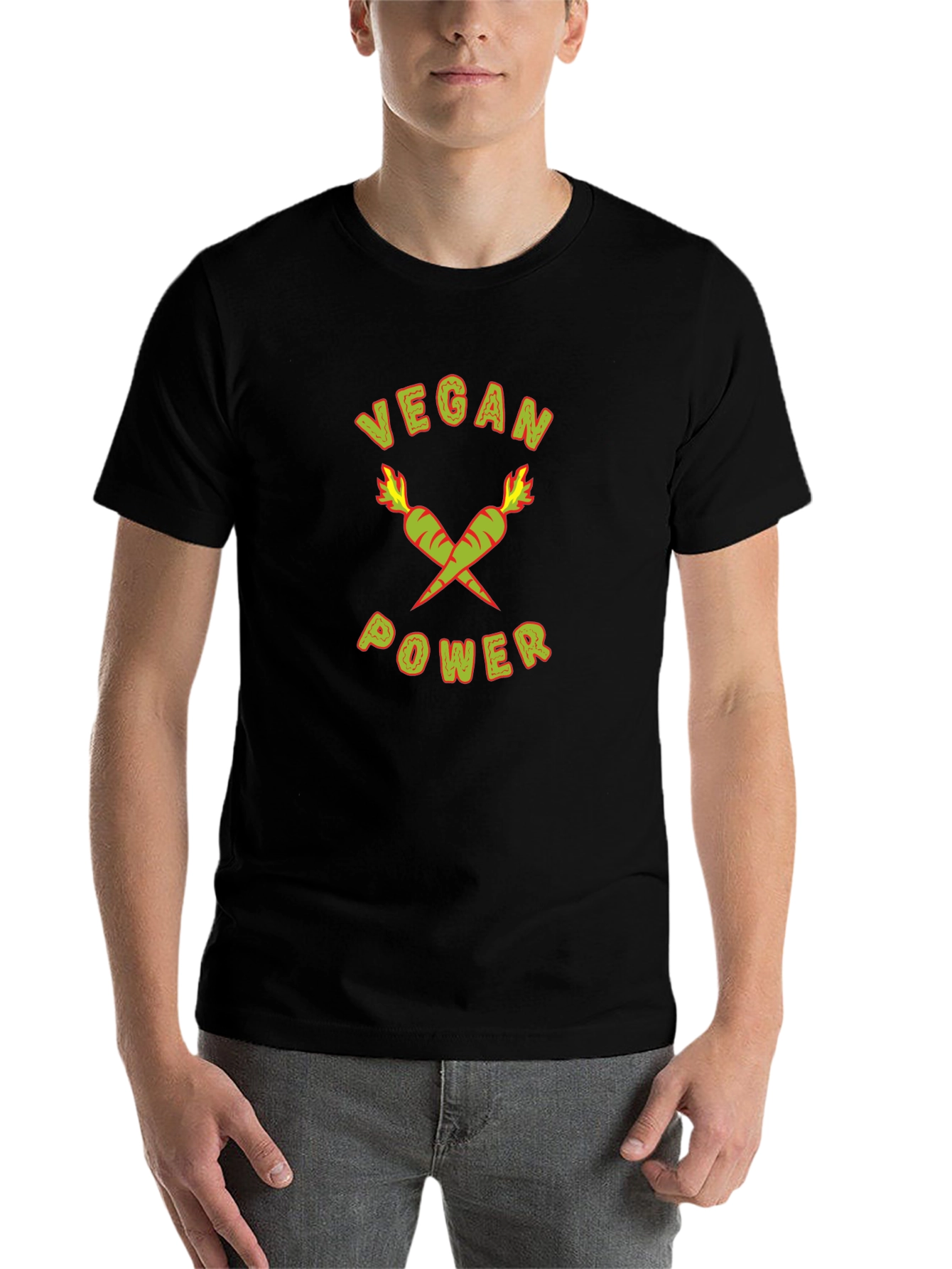Vegan Power Black T-Shirt with Carrot Design - 7