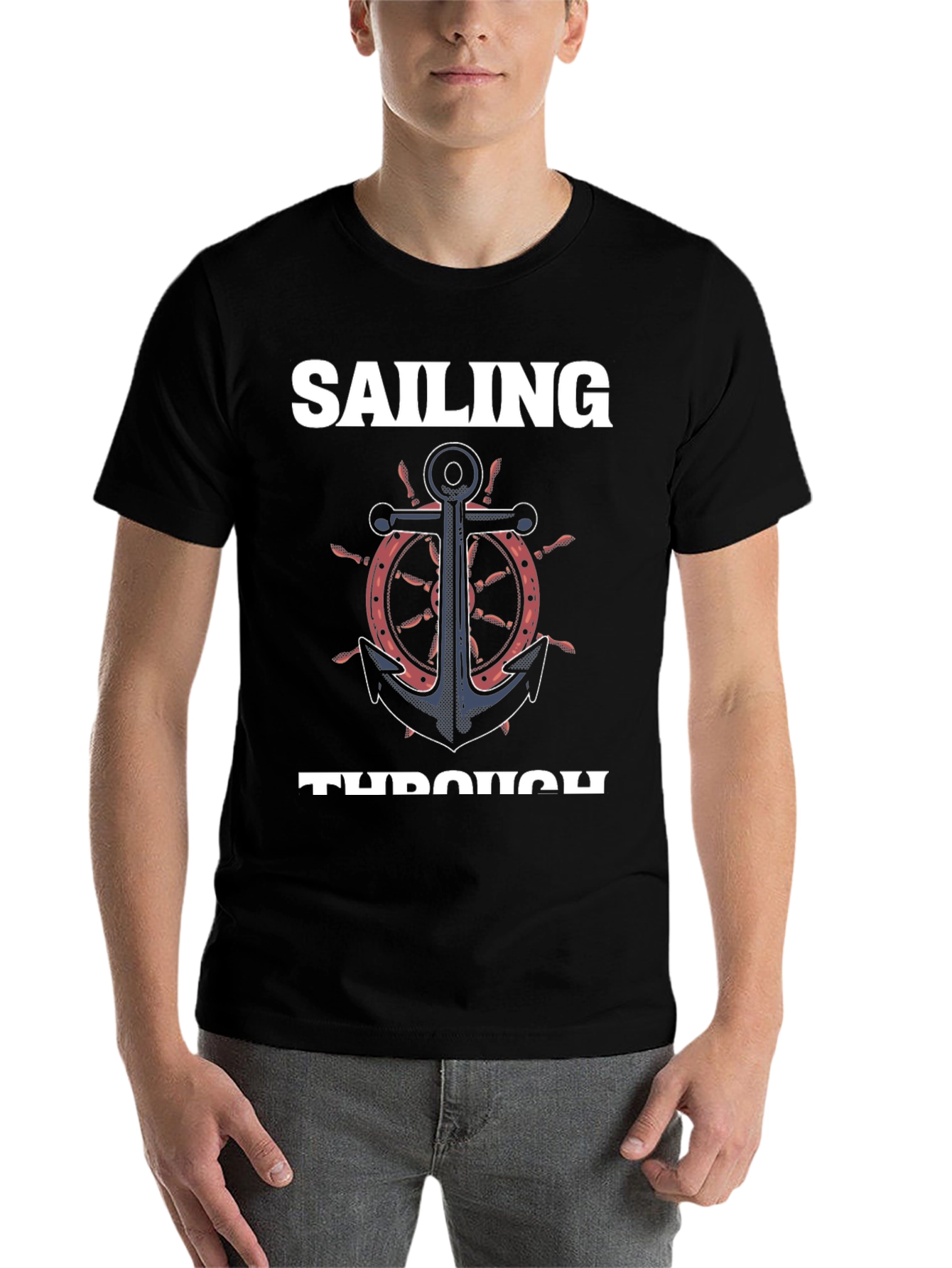Black Sailing Through Anchor T-Shirt view 7