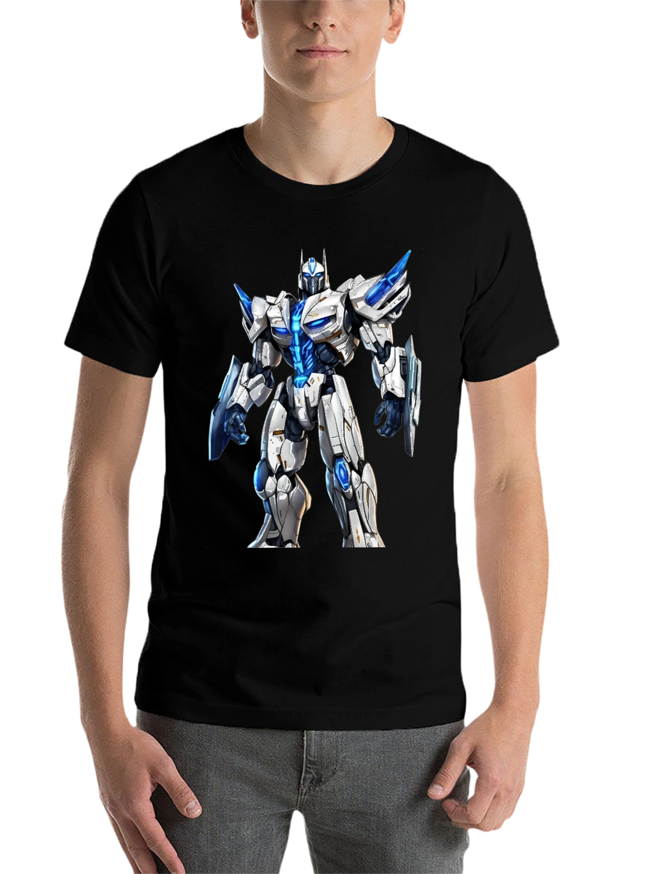 Black Robotic Warrior Graphic T-Shirt view 7