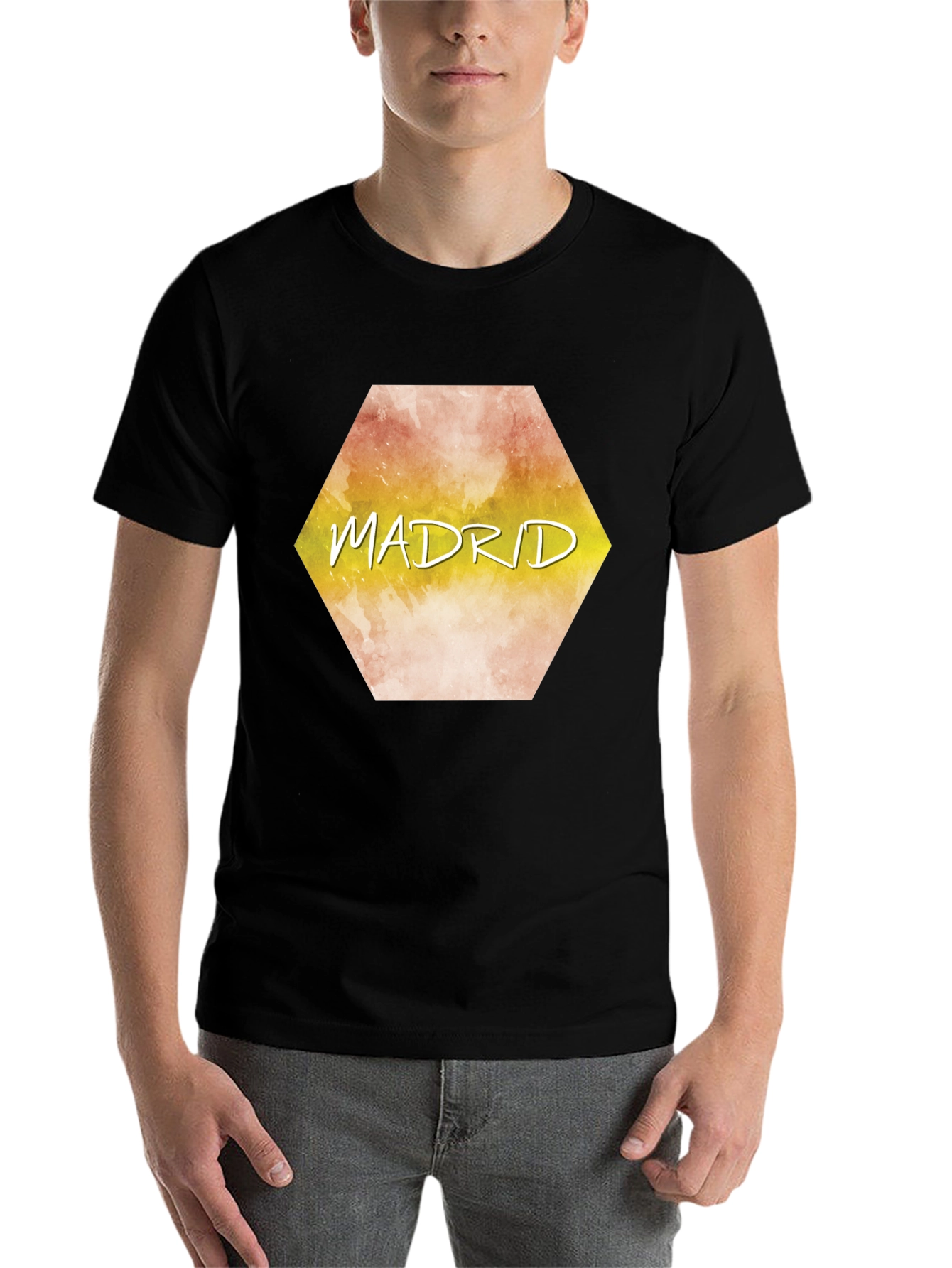 Black Madrid Graphic Tee - Stylish City T-Shirt view 7