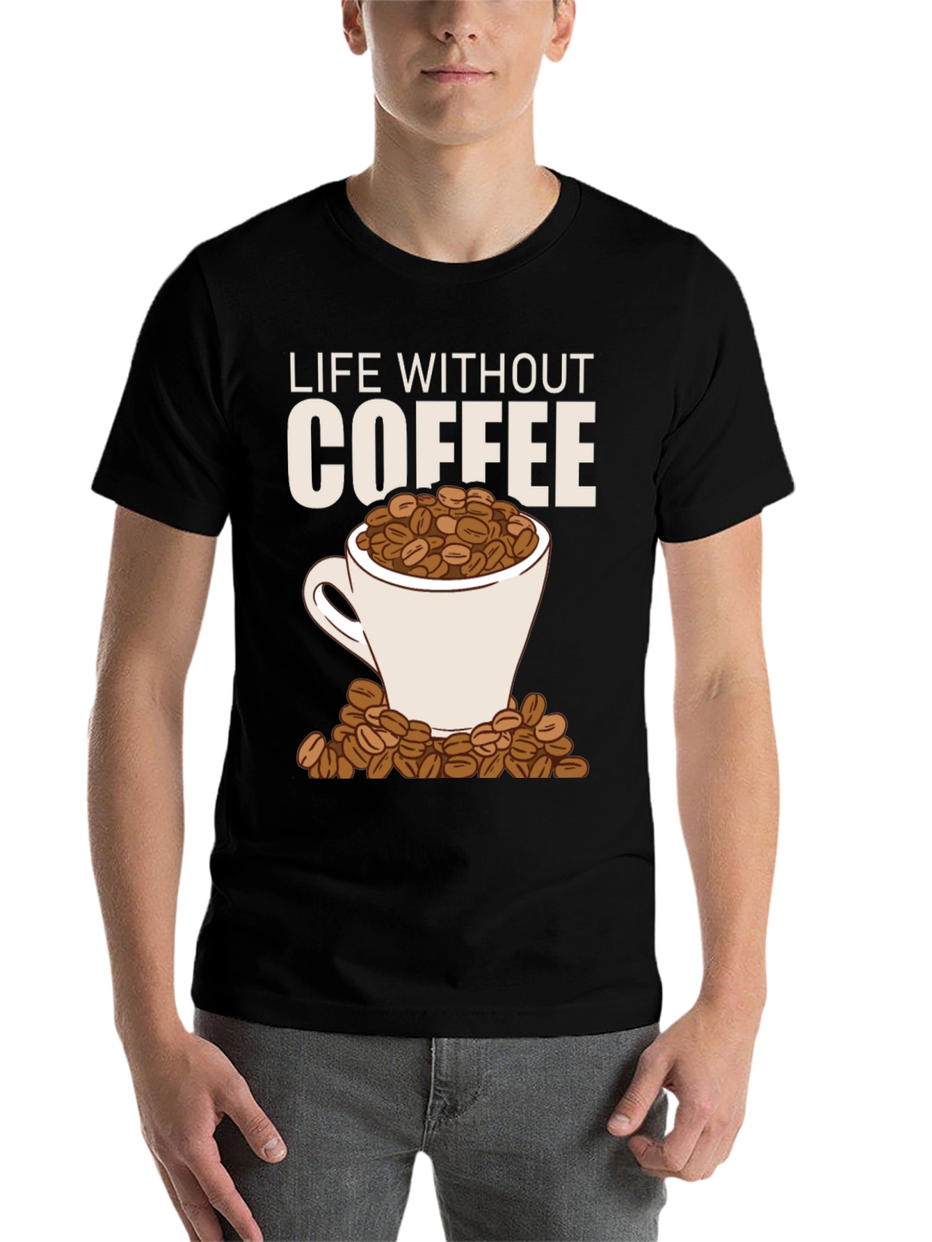 Black Life Without Coffee Graphic Tee - Funny Caffeine Lover Shirt view 7