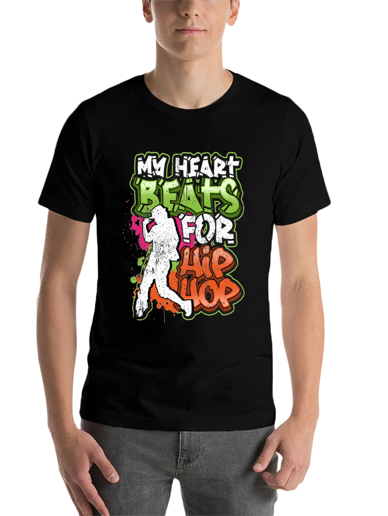 Black Hip Hop Heartbeat Graphic Tee - Urban Style view 7