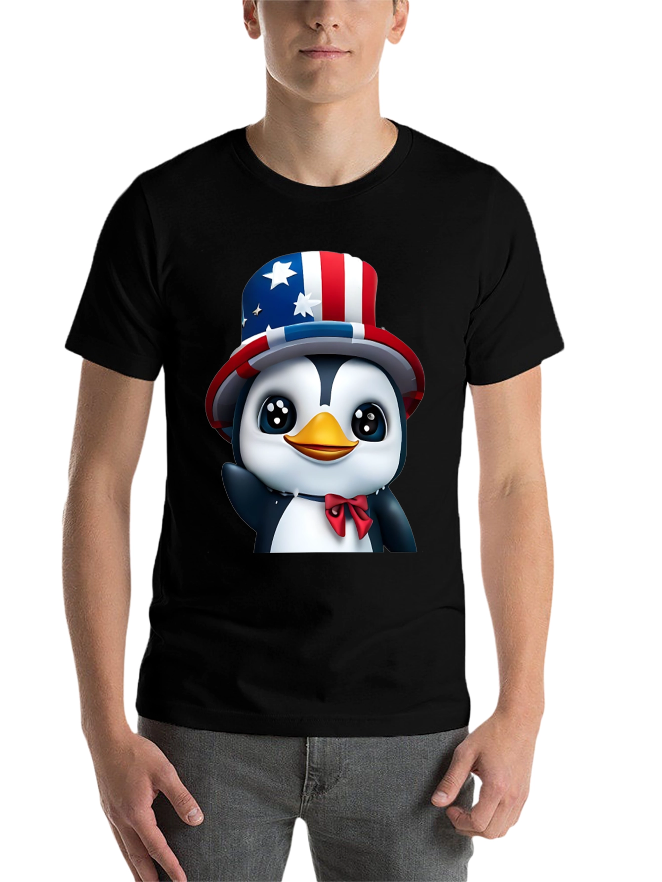Black Patriotic Penguin T-Shirt - USA Pride view 7