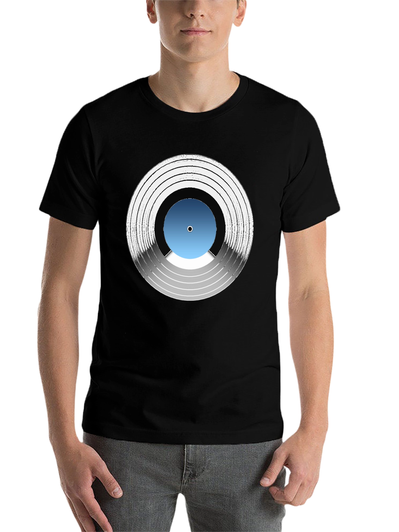 Black Vinyl Record Graphic Tee - Music Lover T-Shirt view 7