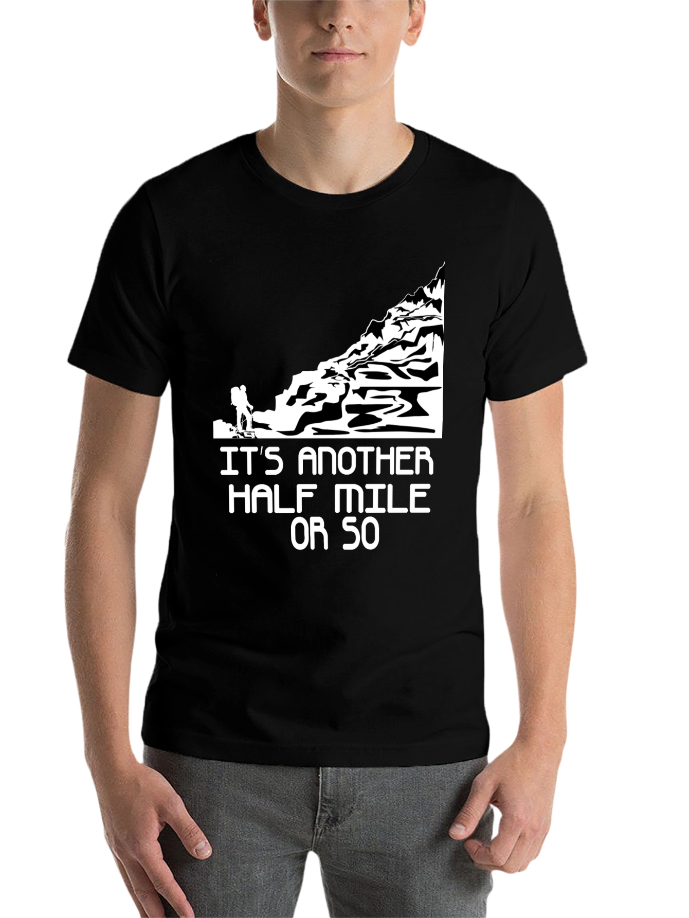 Black Hiking Humor Graphic T-Shirt - Another Half Mile view 7