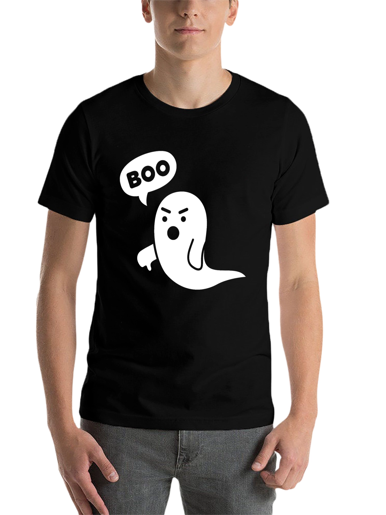 Black Boo Ghost T-Shirt - Spooky Season Tee view 7