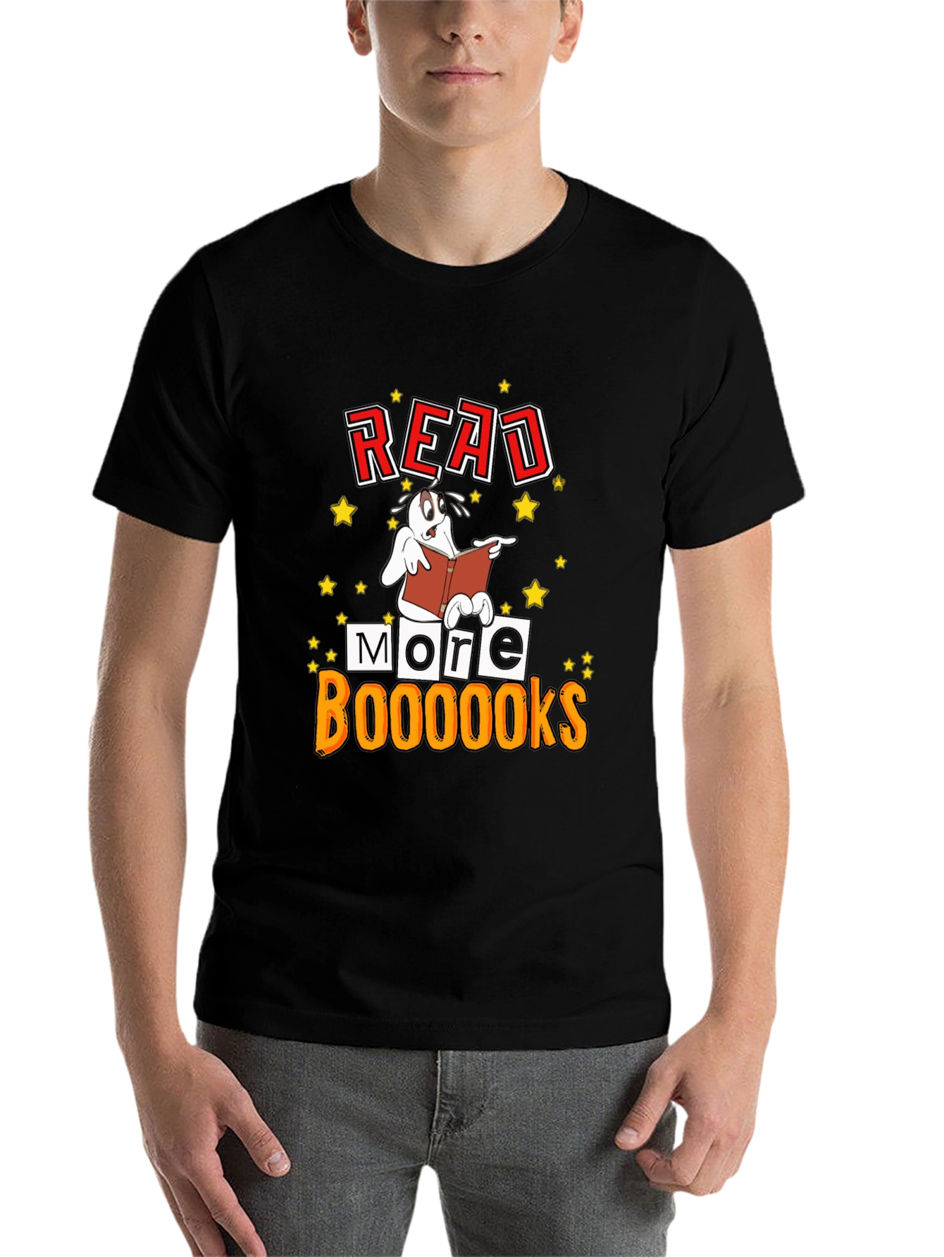 Black Read More Booooks T-Shirt - Novelty Dog Design view 7
