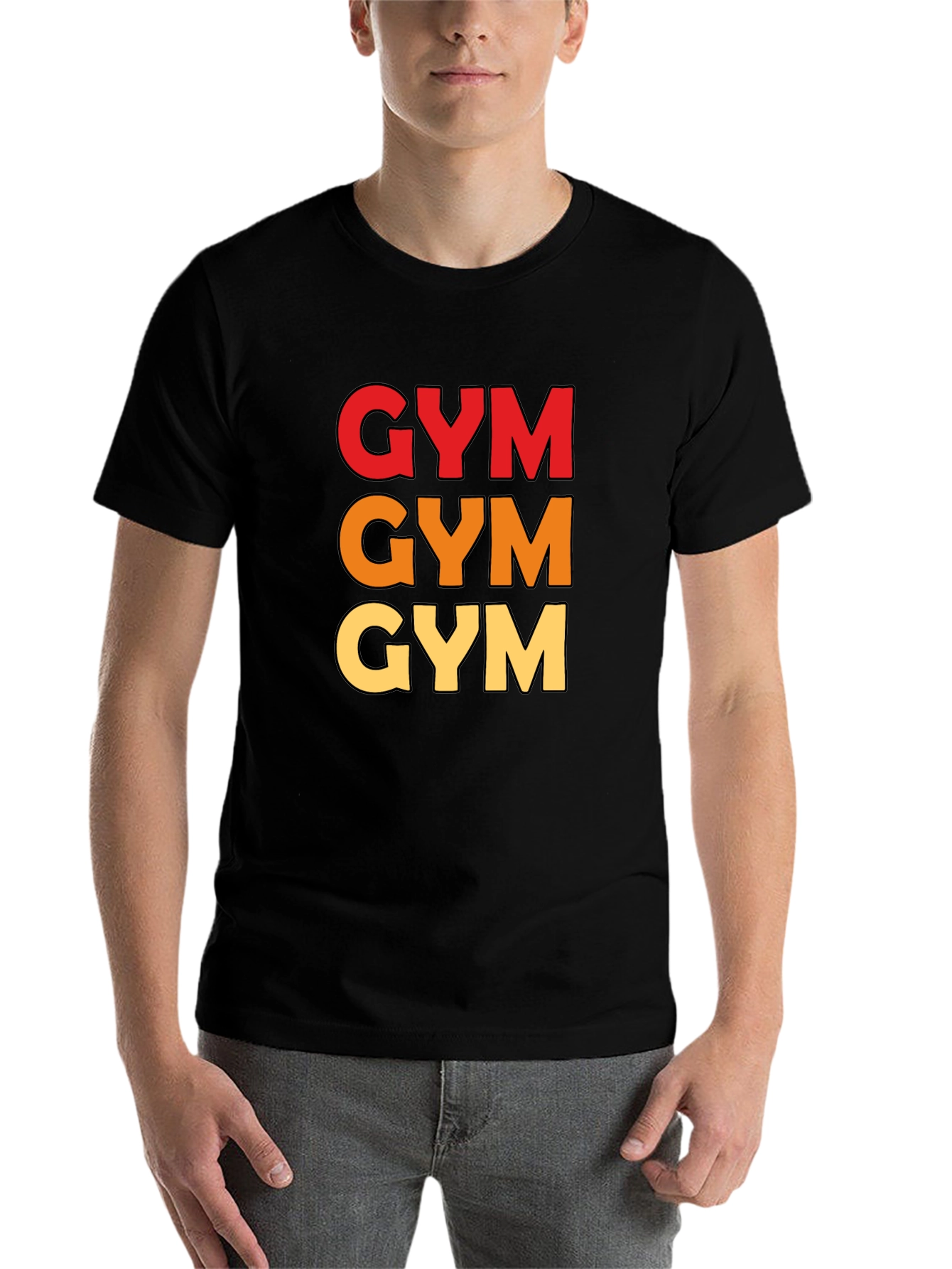 Black Triple GYM Text Tee - Workout Ready view 7