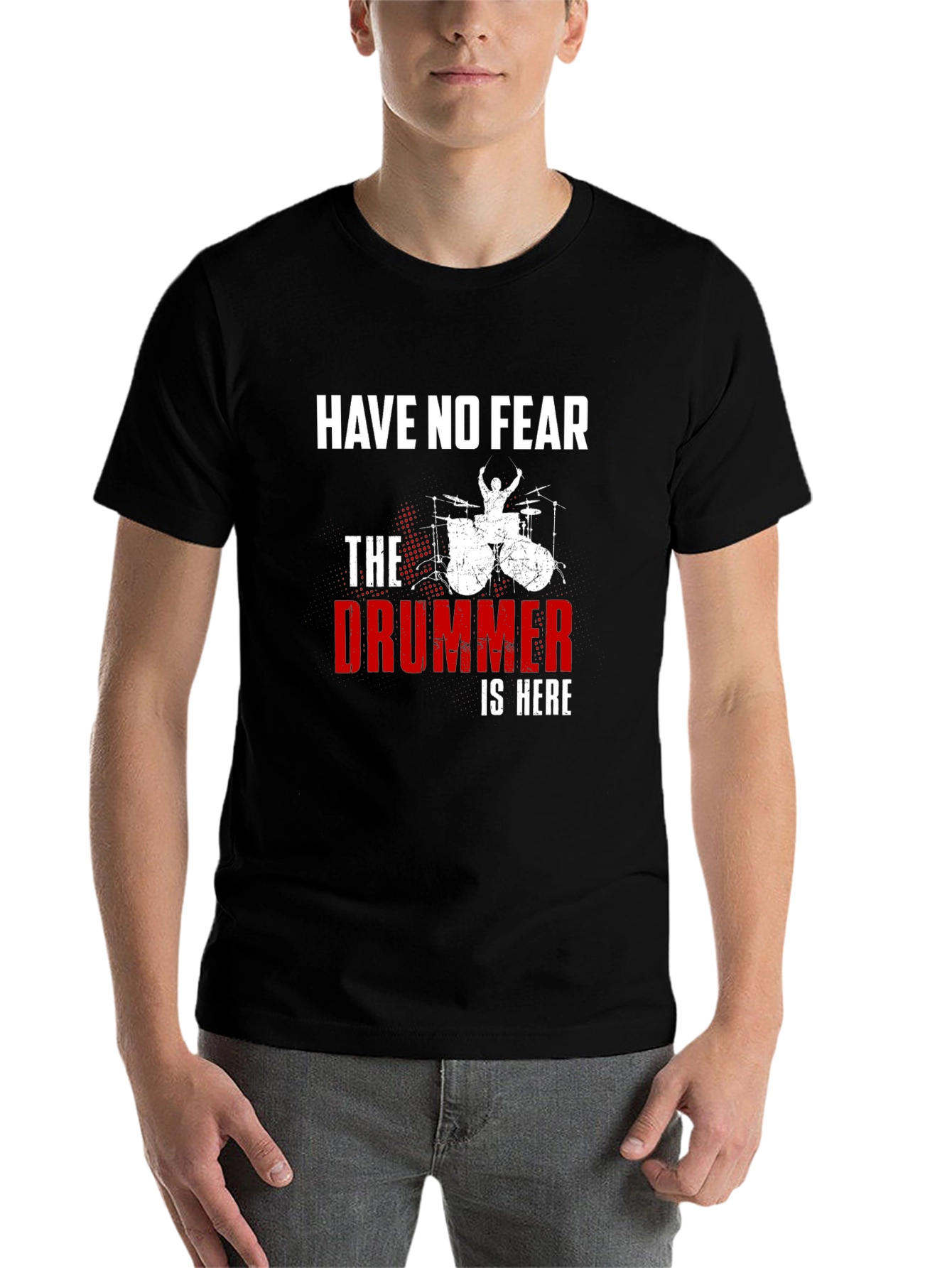 Black Have No Fear The Drummer is Here Black T-Shirt view 7