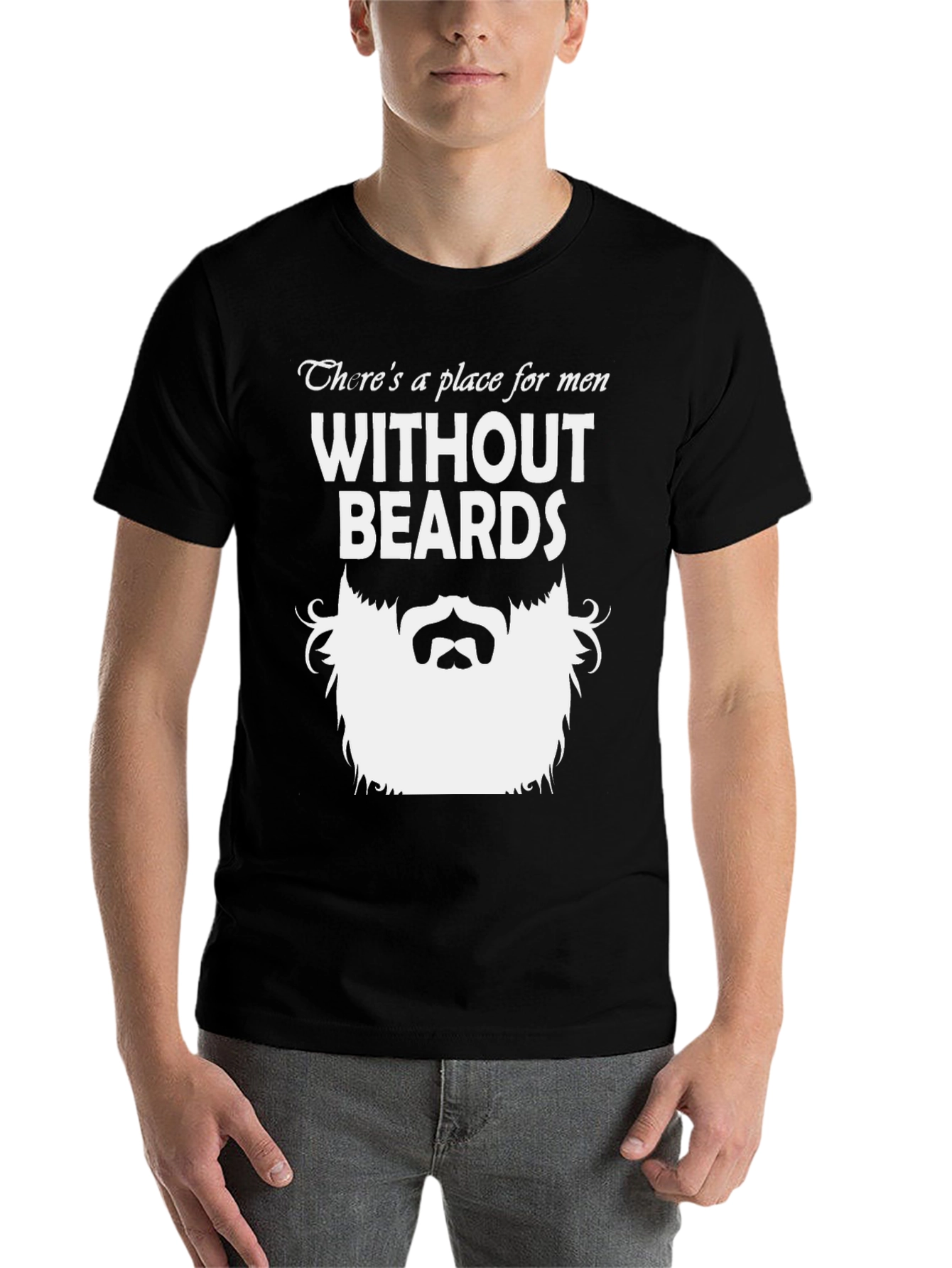 Black Funny Beard T-Shirt - Without Beards Tee for Men view 7