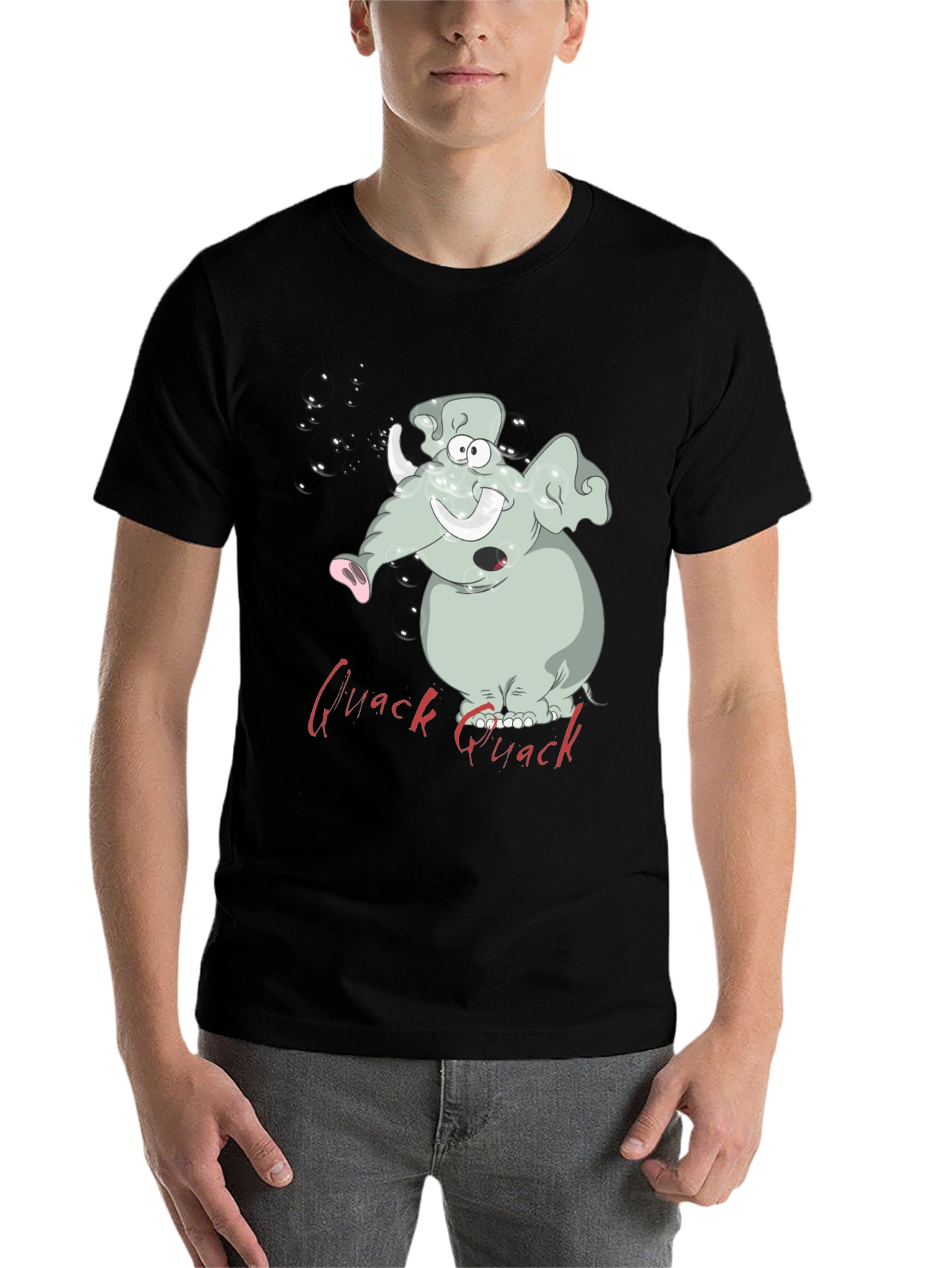 Black Quack Elephant T-Shirt - Cartoon Graphic Tee view 7