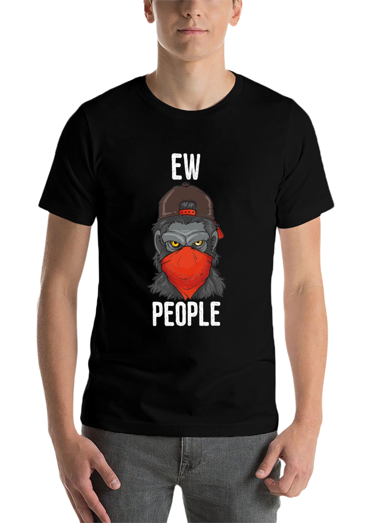Black Ew People Graphic Tee - Novelty T-Shirt view 7