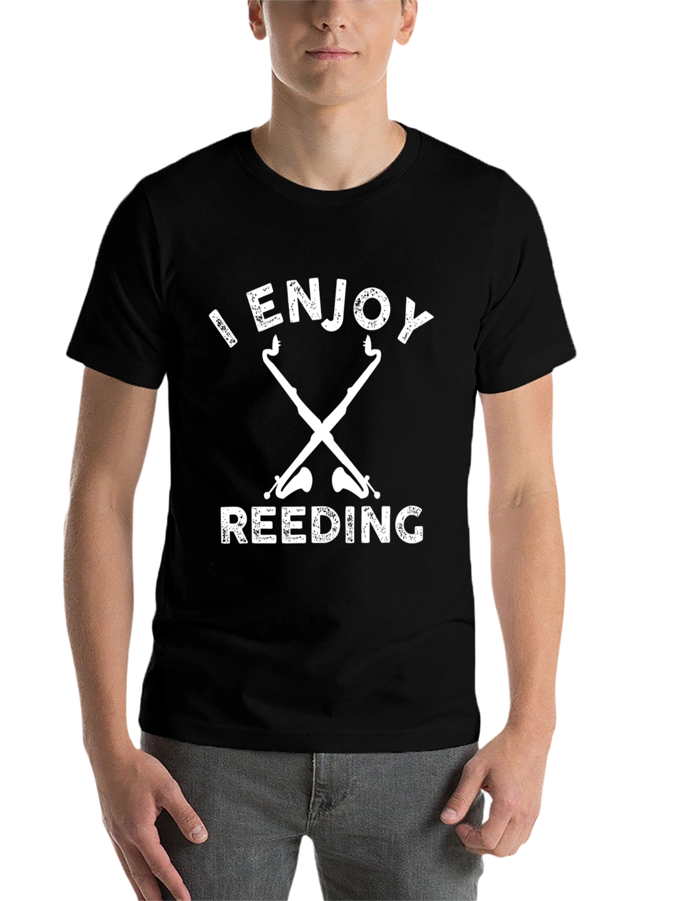 Black I Enjoy Reeding T-Shirt: Funny Oboe Bassoon Tee view 7