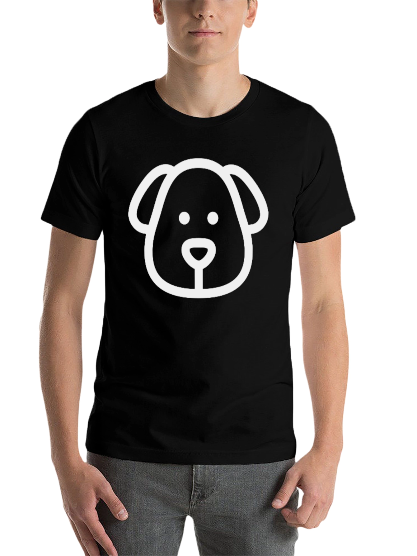 Black Dog Face Graphic Tee - Black Cotton Casual Shirt view 7