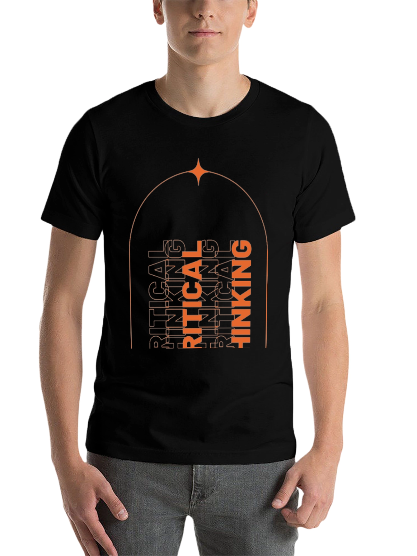 Black Critical Thinking Graphic Tee - Unisex Black T-Shirt view 7