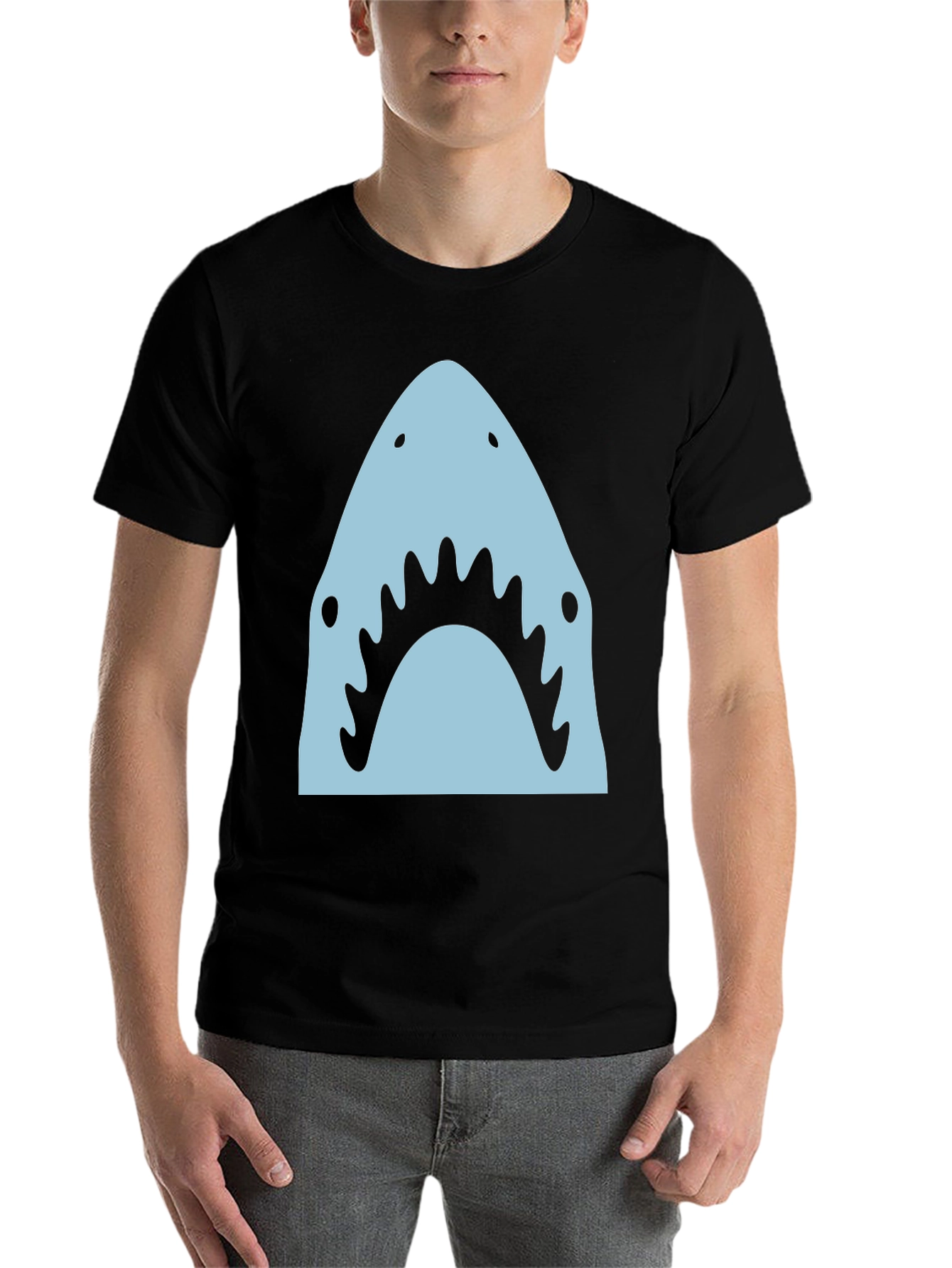 Black Shark Graphic Tee - Men's Black Crew Neck T-Shirt view 7