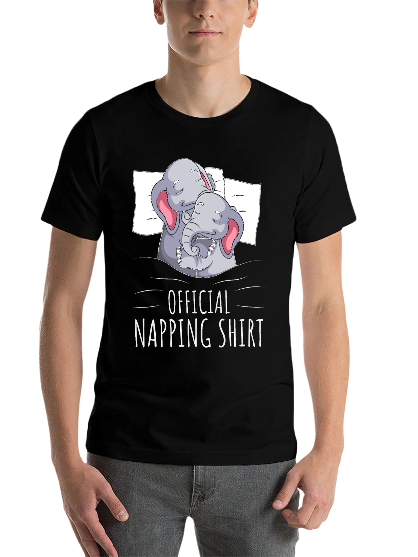 Black Official Napping Shirt - Elephant Graphic Tee view 7