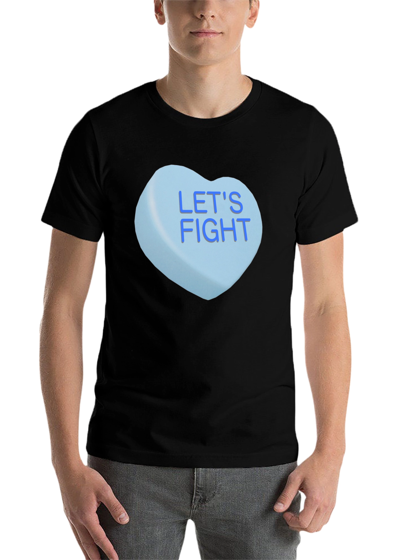 Black Let's Fight Candy Heart T-Shirt view 7