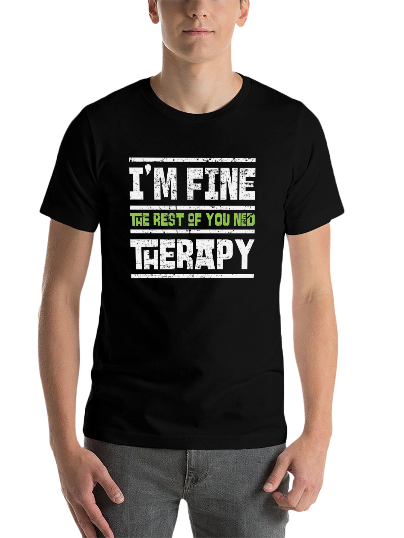 Black I'm Fine You Need Therapy Graphic Tee view 7