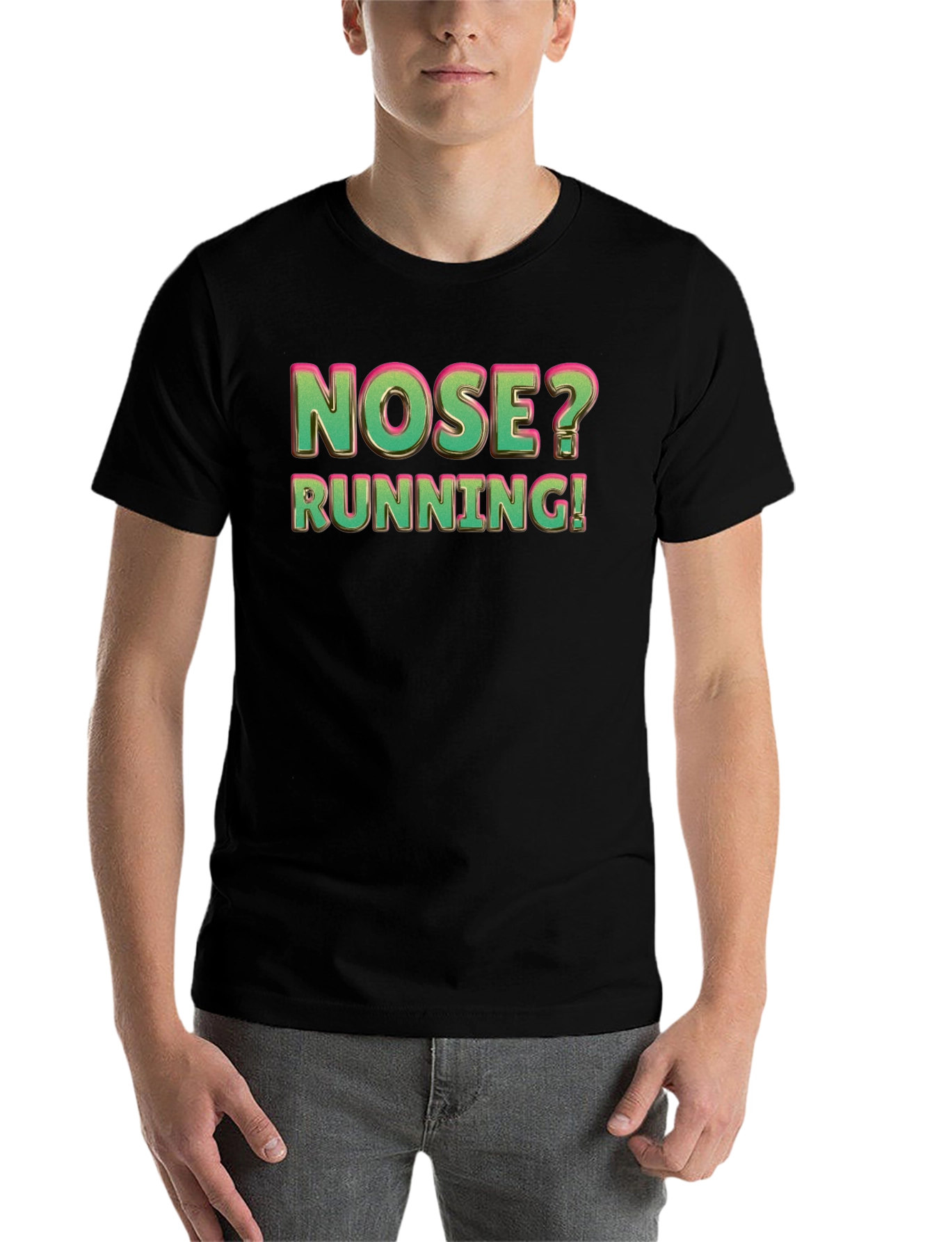 Black Nose Running Funny Graphic T-Shirt view 7
