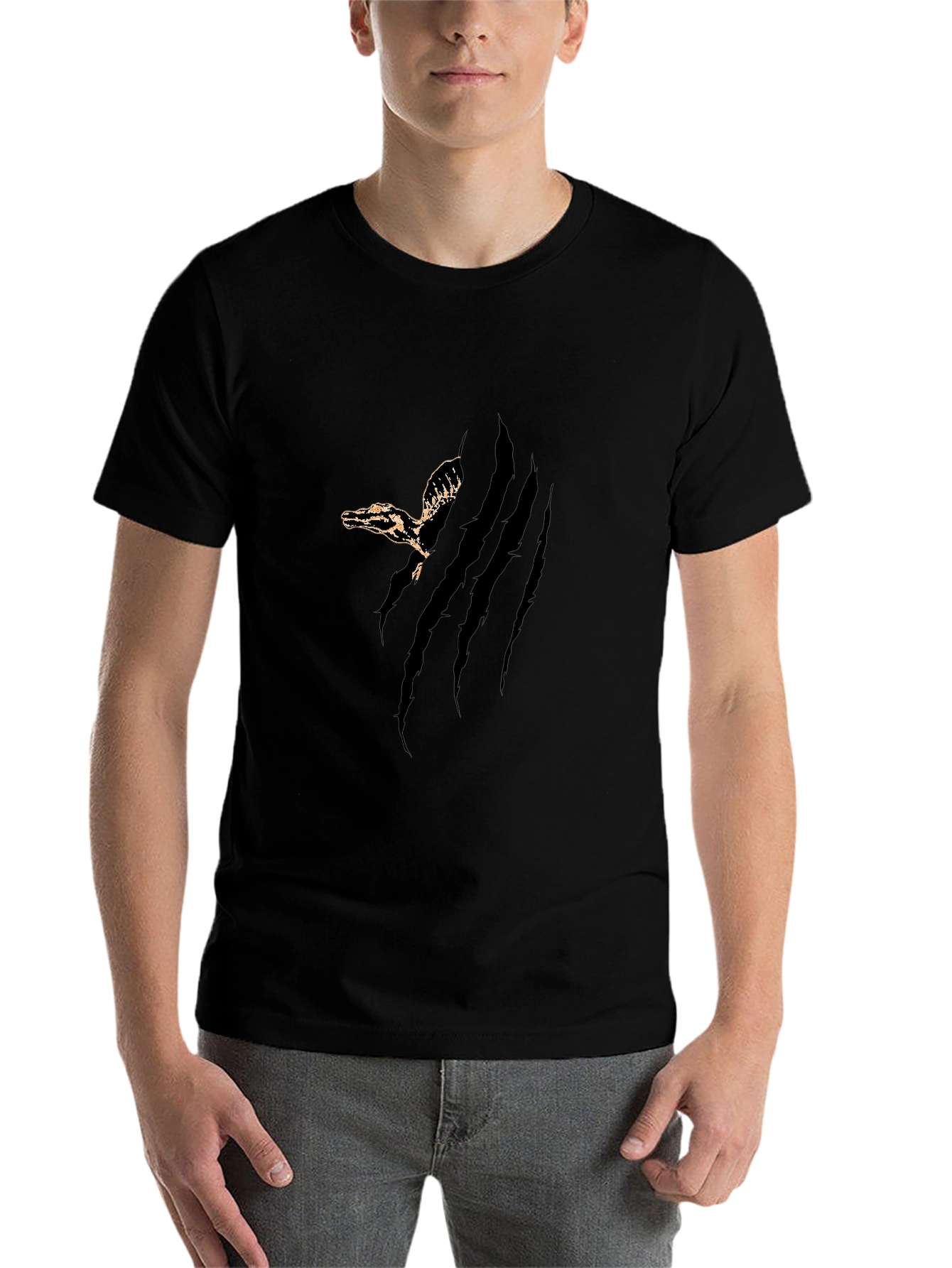 Black Men's Clawed Reptile Graphic Tee view 7