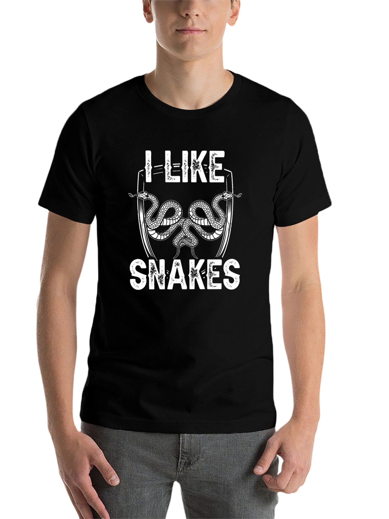 Black I Like Snakes T-Shirt - Black Cotton Snake Lover Tee view 7