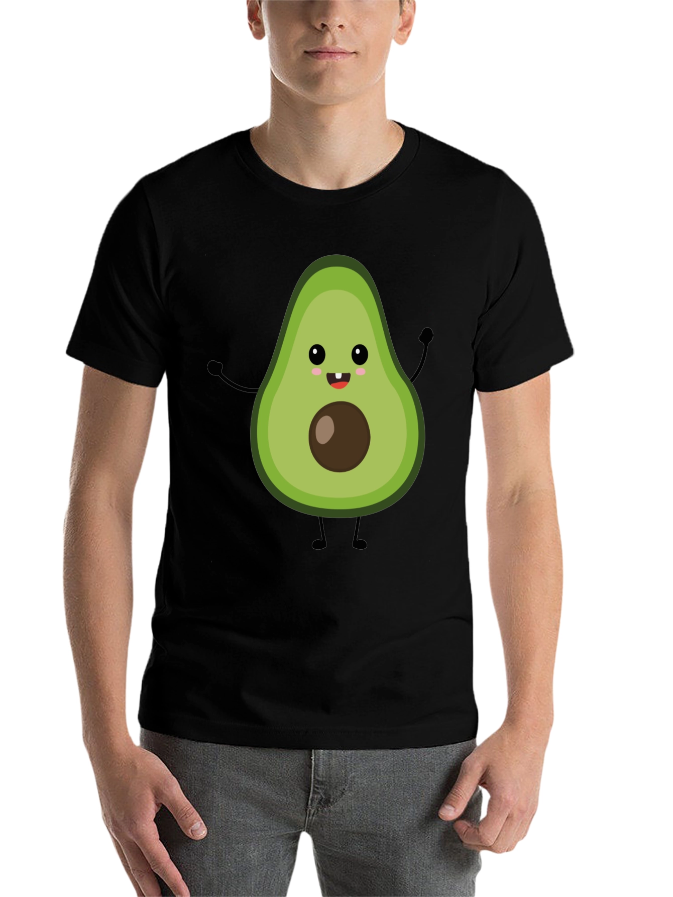 Black Cute Avocado Graphic Black T-Shirt view 7