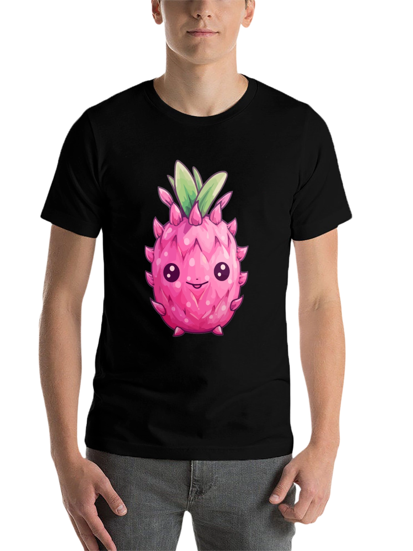 Black Cute Dragon Fruit Graphic Tee view 7