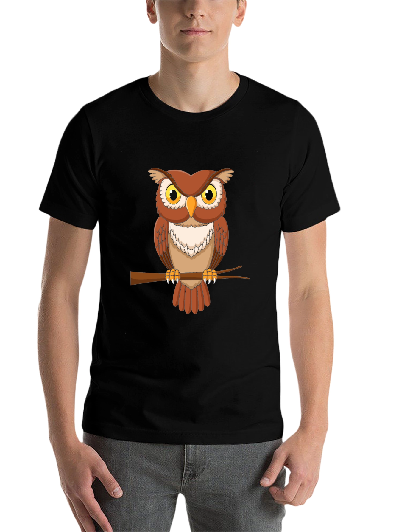 Black Owl Graphic Tee - Men's Short Sleeve Crew Neck T-Shirt view 7