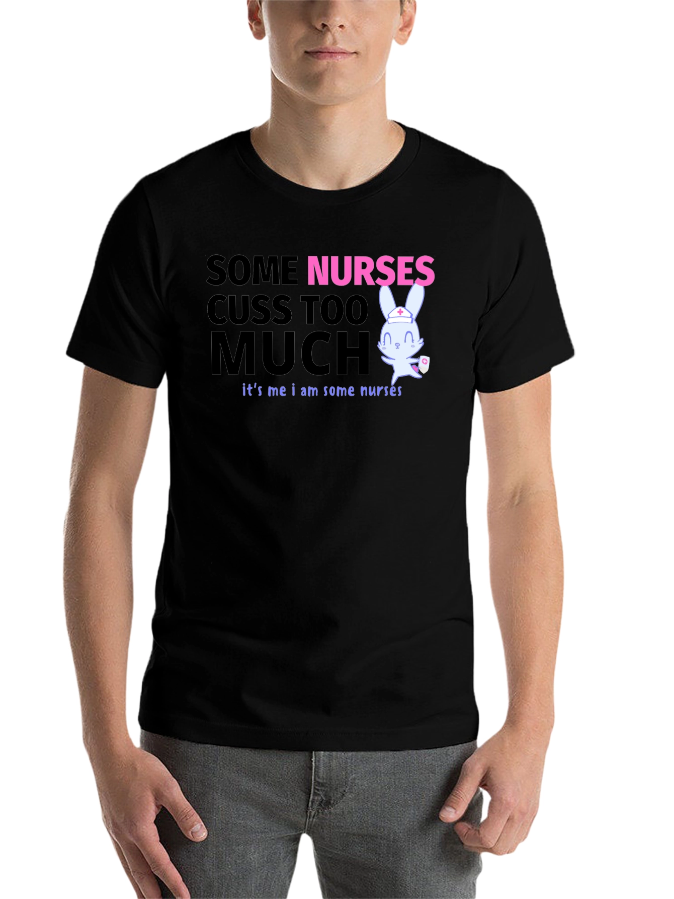 Black Funny Nurse T-Shirt: Some Nurses Cuss Too Much view 7