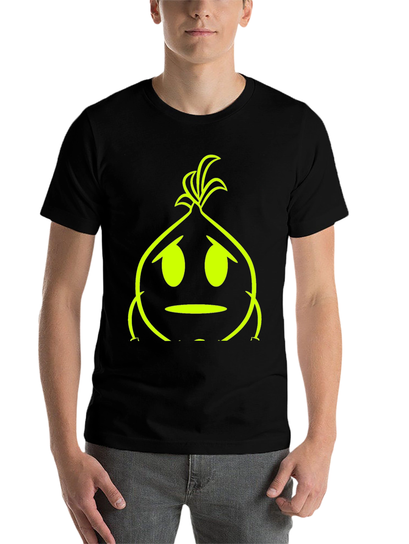 Black Sad Onion Graphic Tee - Black Cotton T-Shirt view 7