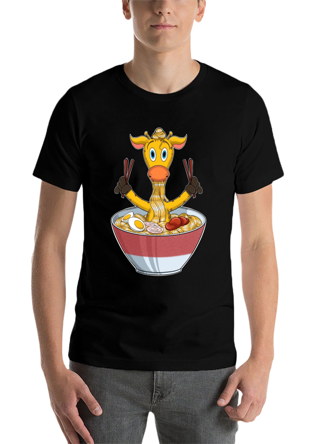 Black Giraffe Ramen T-Shirt - Unique Graphic Tee view 7