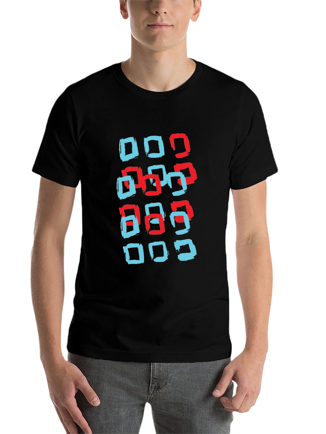 Black Modern Squares Graphic T-Shirt - Black view 7