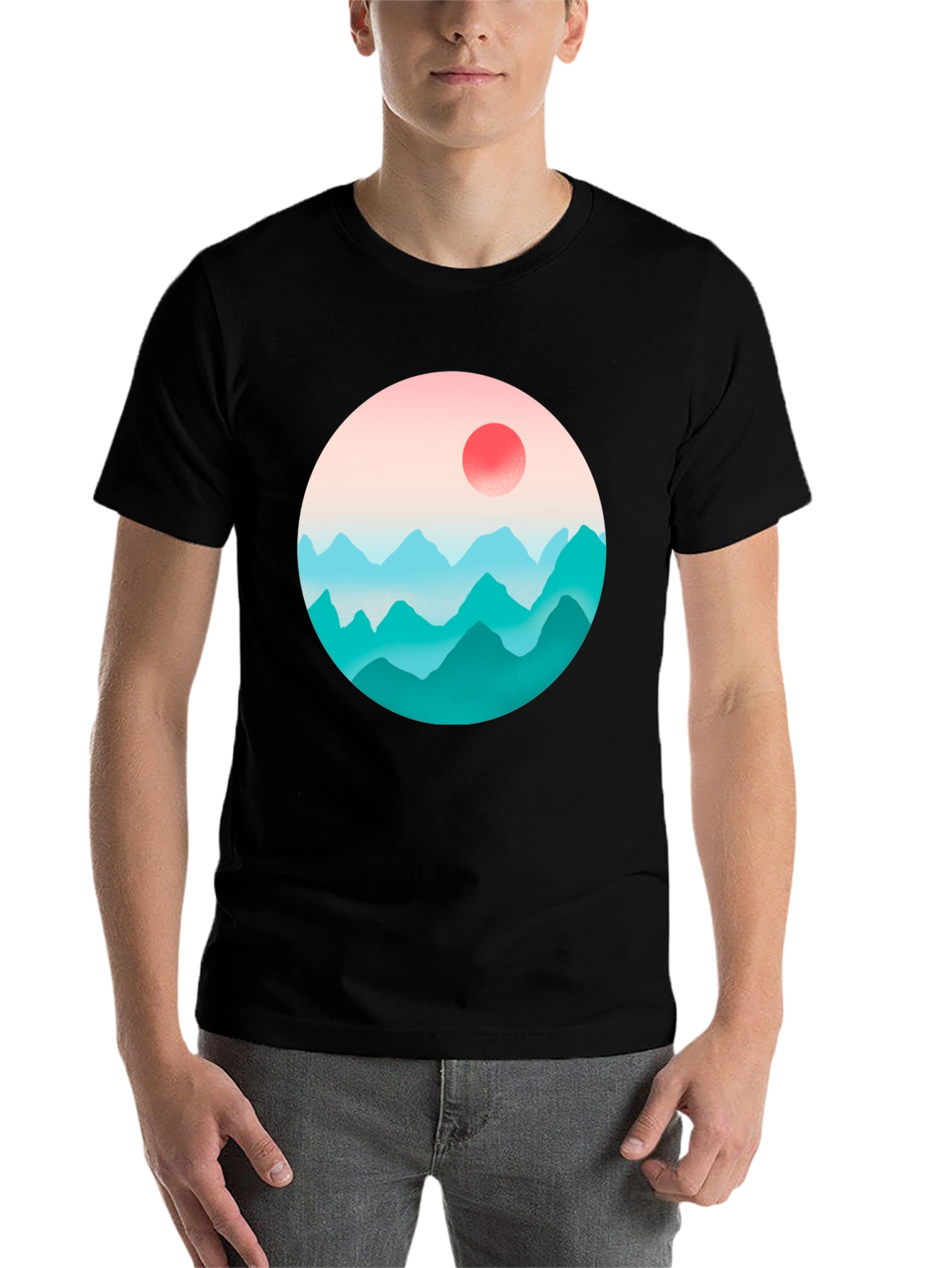 Black Mountainscape Graphic Black Tee view 7
