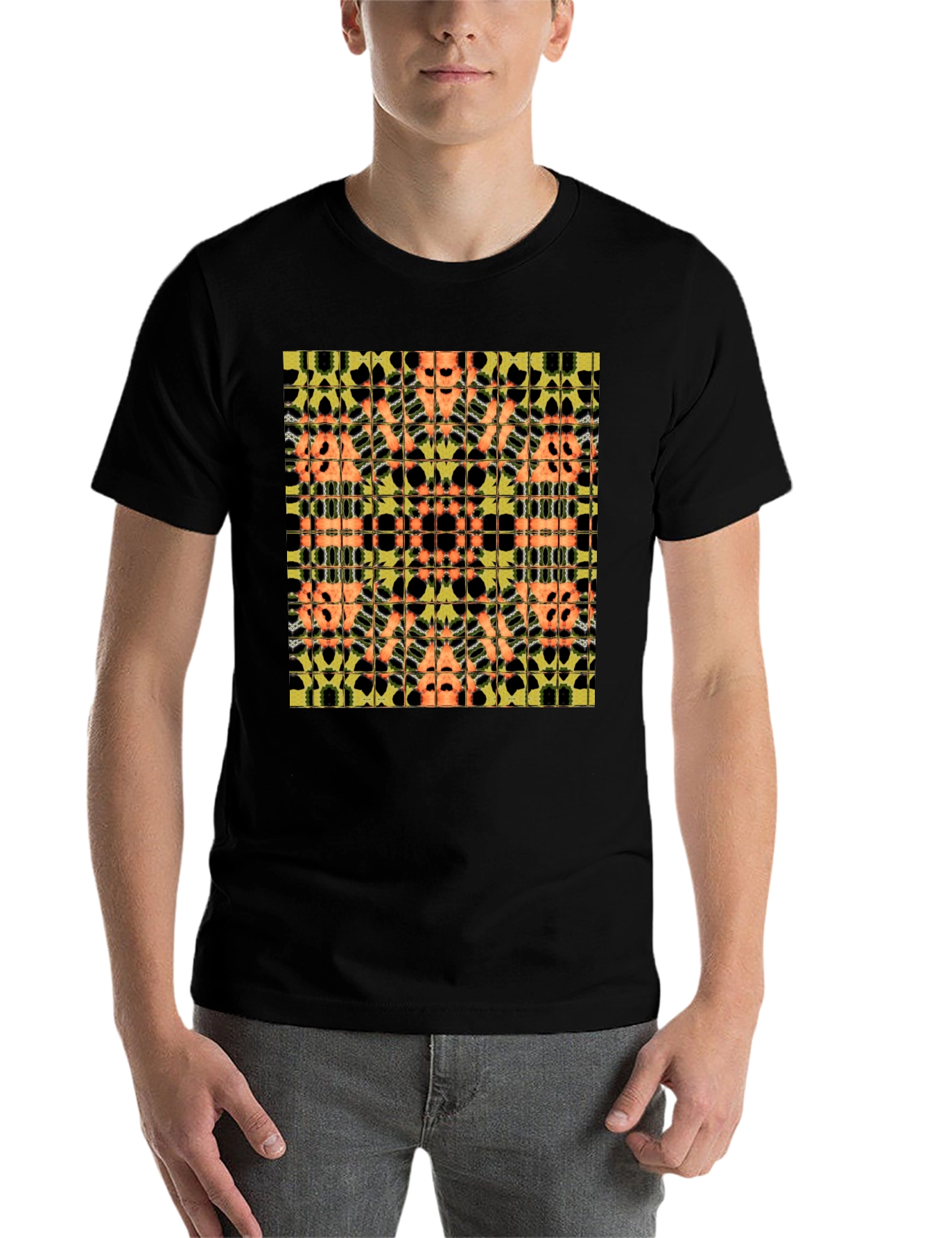 Black Abstract Pattern Black Tee view 7