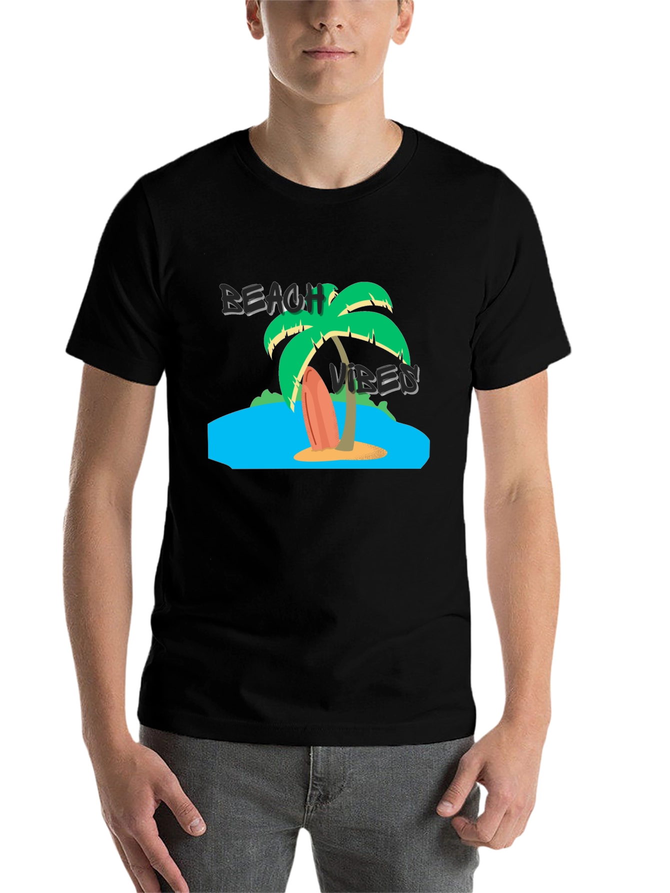Black Beach Vibes Graphic Black T-Shirt view 7
