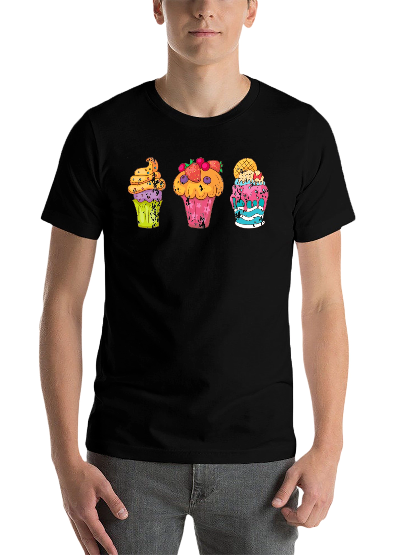 Black Fun Cupcake Graphic T-Shirt view 7