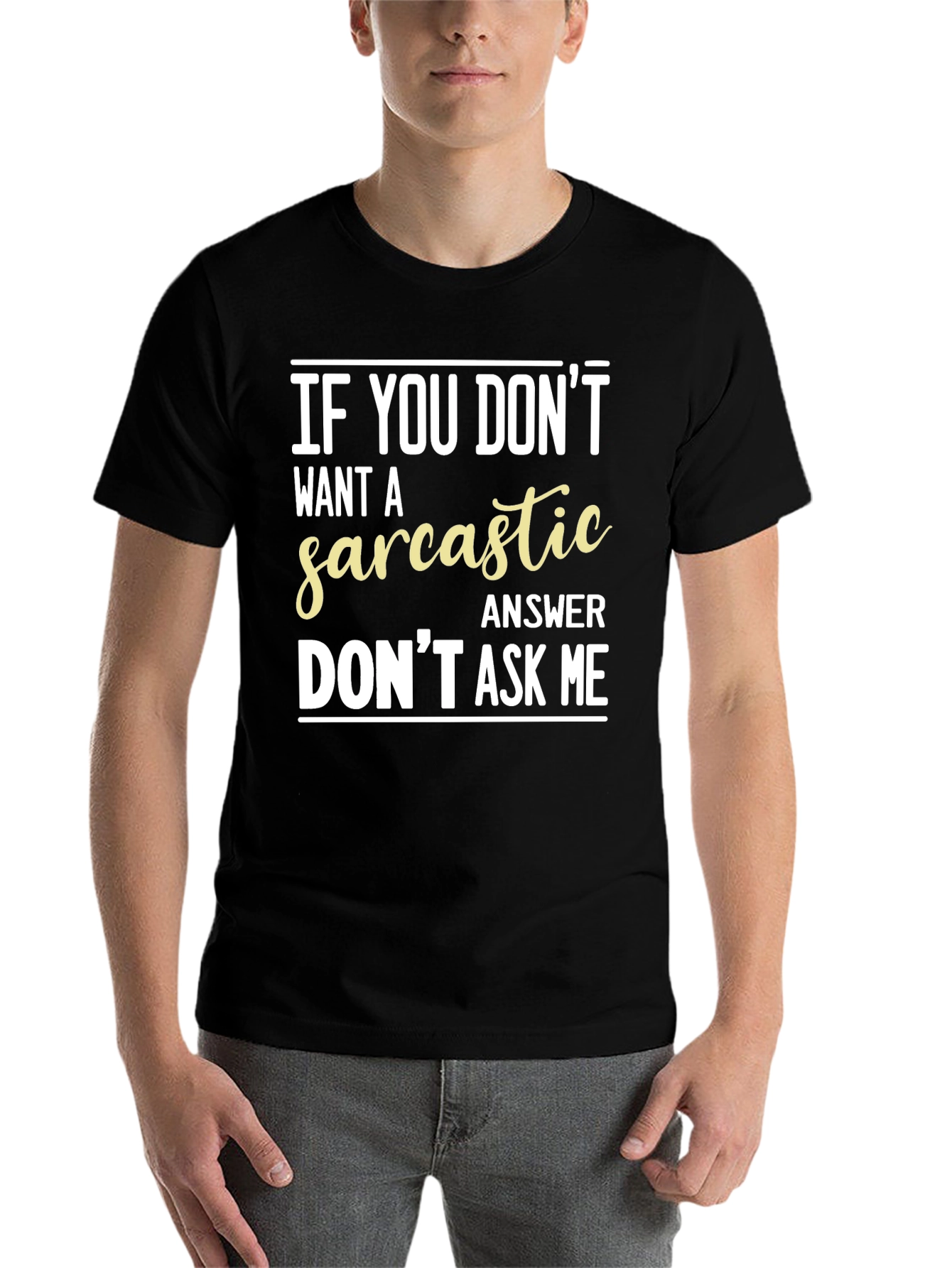 Black Sarcastic Answer Graphic T-Shirt - Funny Tee view 7