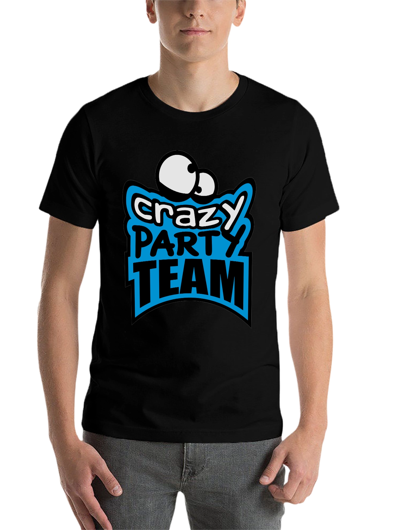 Black Crazy Party Team Graphic T-Shirt view 7
