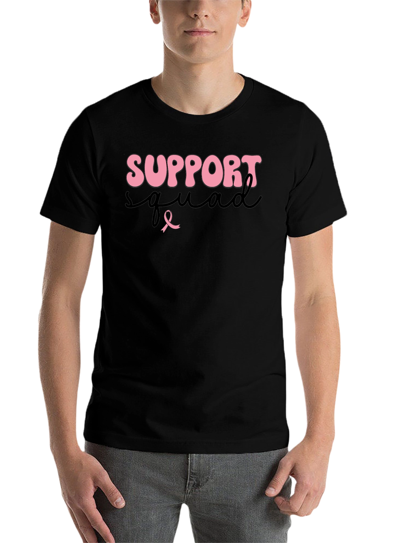 Black Support Squad Breast Cancer Awareness T-Shirt view 7