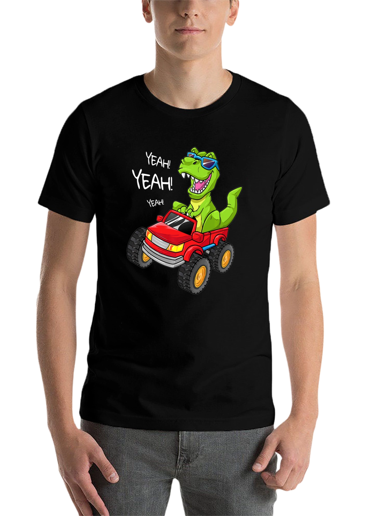 Black Dino Monster Truck T-Shirt view 7
