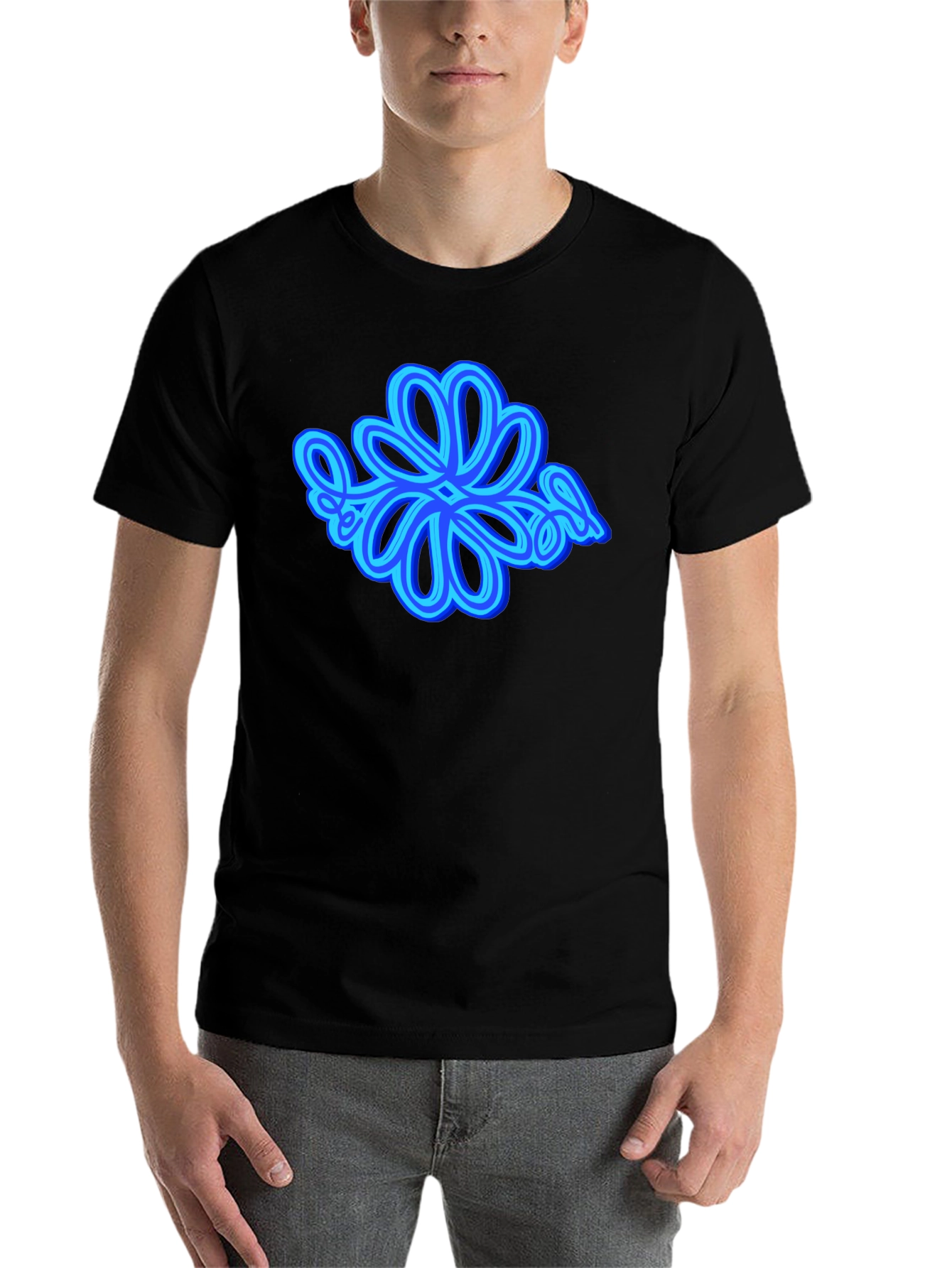 Black Abstract Flower Graphic Tee - Casual Style view 7