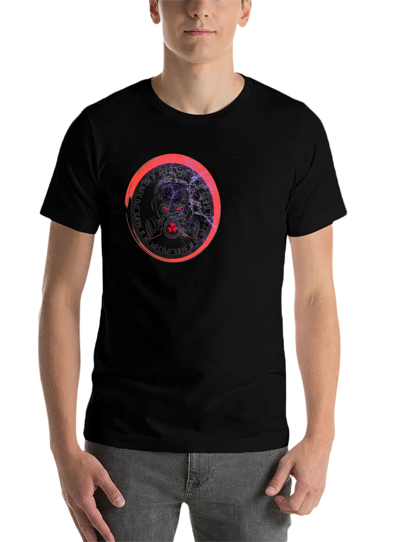 Black Toxic Gas Mask Graphic Black T-Shirt view 7