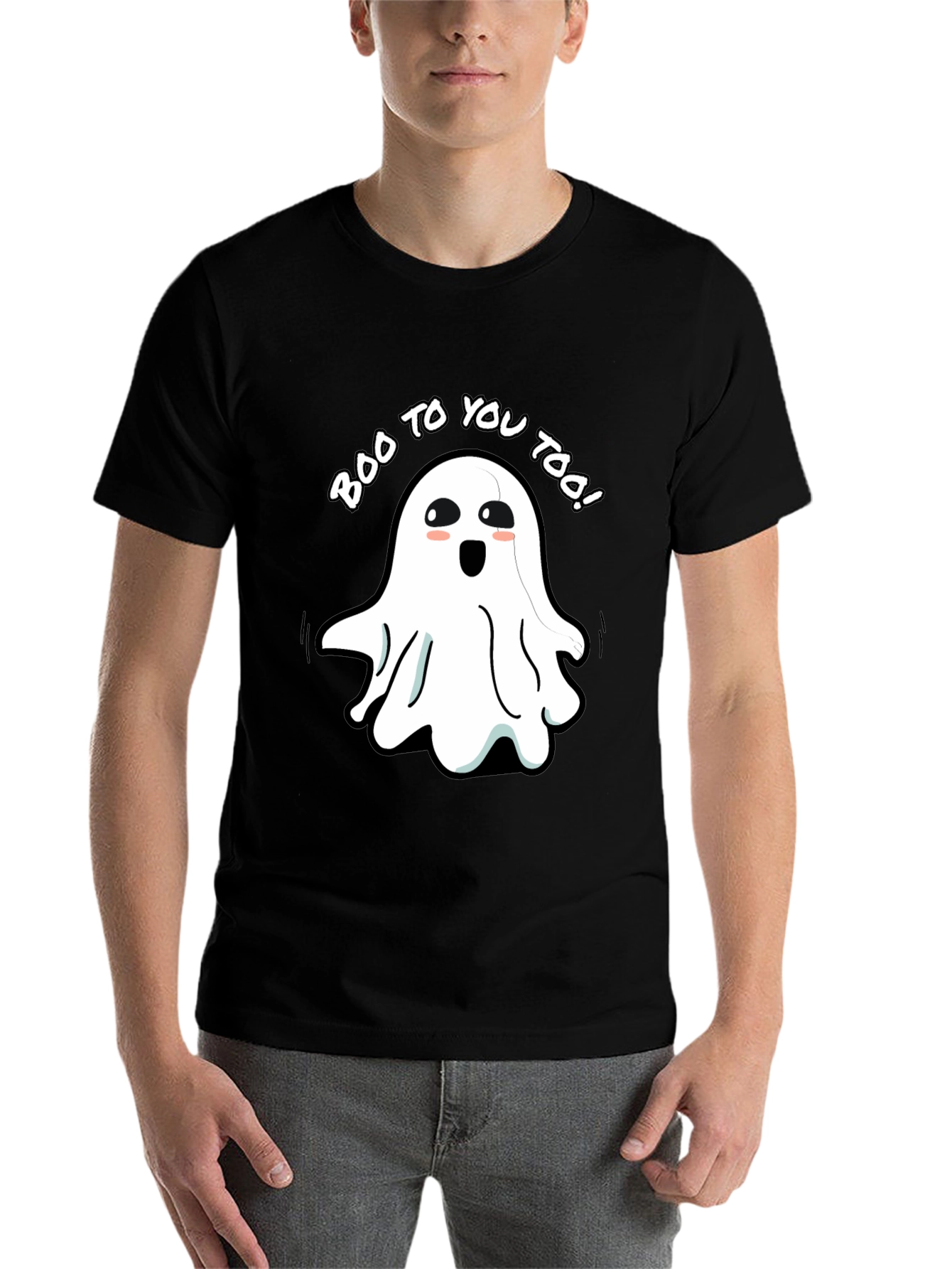 Black Boo To You Too! Ghost Graphic Tee view 7