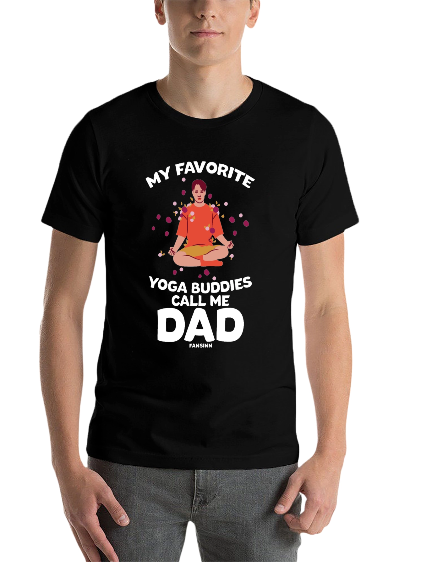 Black Yoga Dad Graphic T-Shirt - My Favorite Yoga Buddies Call Me Dad view 7
