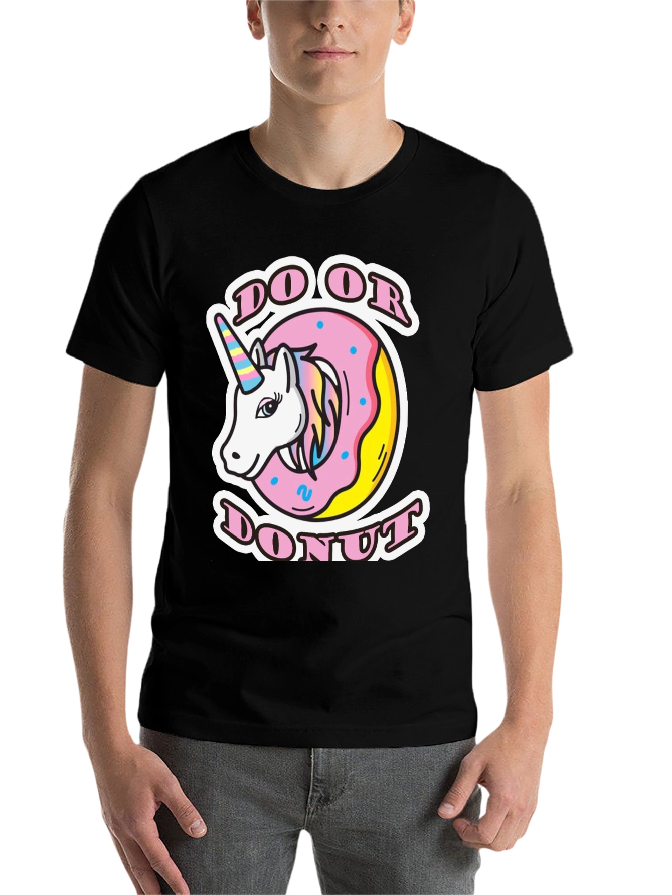 Black Do Or Donut Unicorn T-Shirt - Unisex view 7